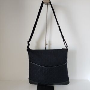 Authentic Gucci GG Monogram Black Canvas & Leather Crossbody Satchel Messenger